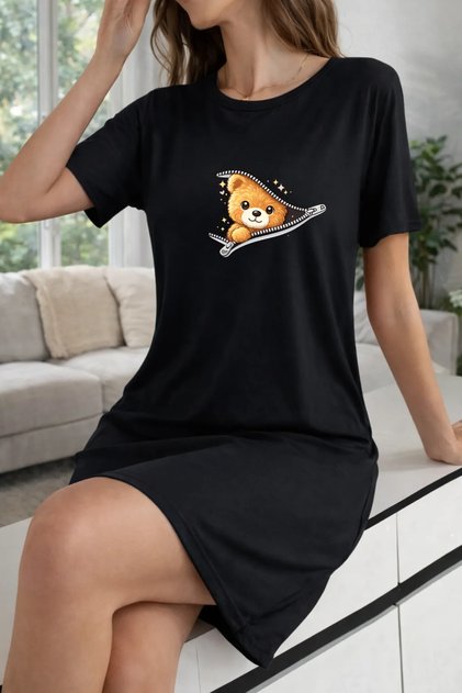 Women's Short Sleeve Crew Neck T-Shirt Dress Nightgown