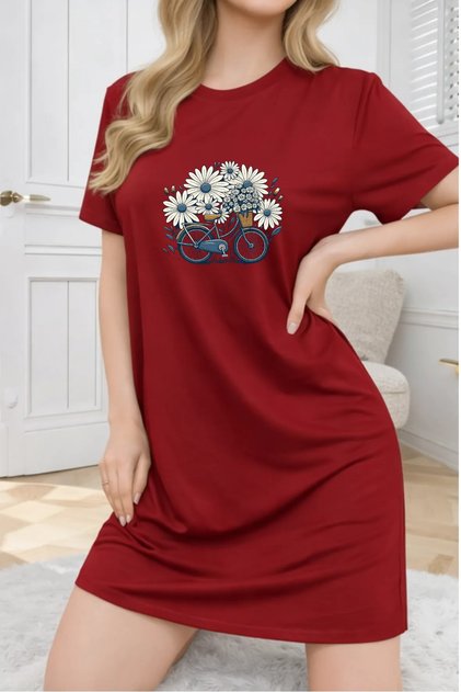 Plus Size Women's Short Sleeve Crew Neck T-Shirt Dress Nightgown