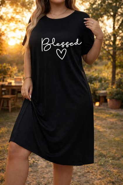 Women's Short Sleeve Crew Neck T-Shirt Dress Nightgown