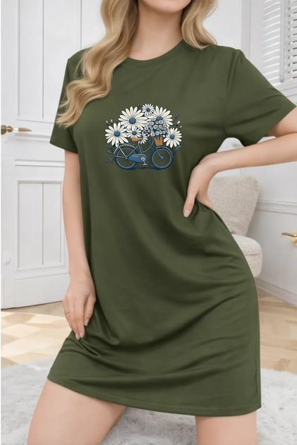 Plus Size Women's Short Sleeve Crew Neck T-Shirt Dress Nightgown