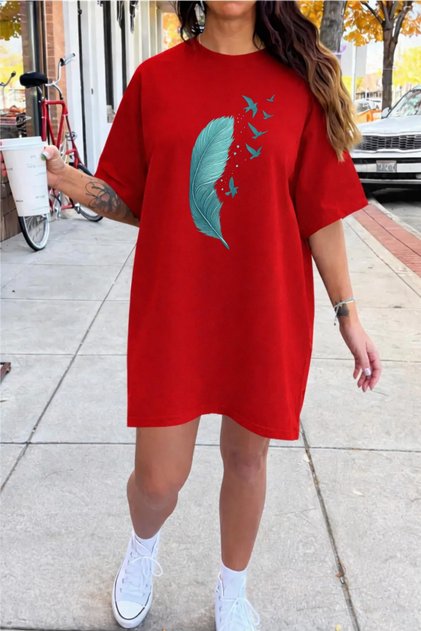 Plus Size Women's Short Sleeve Crew Neck T-Shirt Dress Nightgown