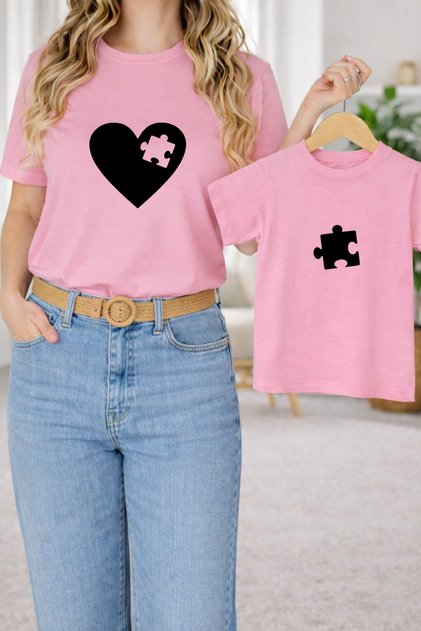 Mother Child Combination Oversized T-Shirt – Mother & Child Twin T-Shirt Yapboz Printed (Single Price)