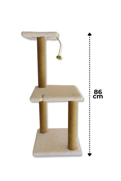 Two-Tier 86 cm White Cat Scratching Post
