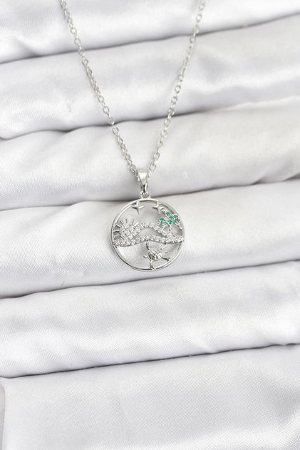 316L Steel Chain Silver Color Luck Necklace Model Zircon Stone Women's Necklace