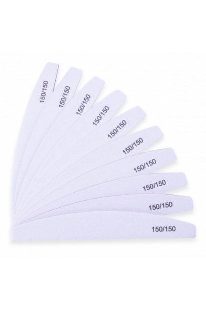 Set de 10 pile de unghii semilună MollyLac 150/150 albe