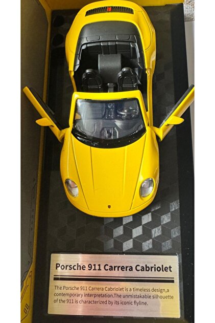 CCA Porsche 911 Carrera Cabriolet Diecast Model Araba, Sarı, 1:32