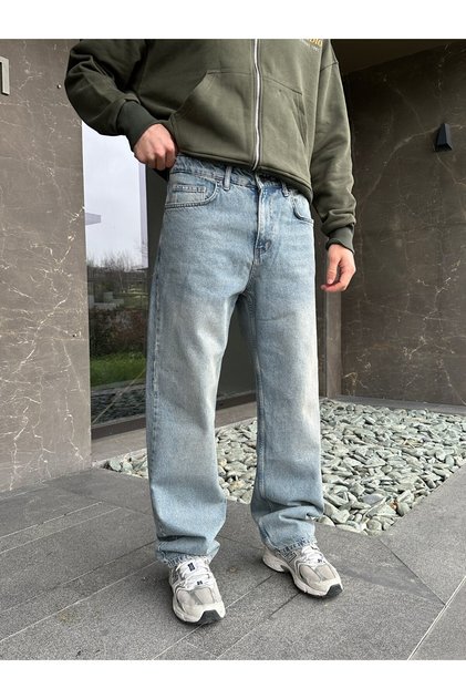 men's baggy jeans loose pants blue premium