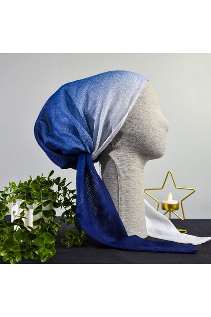 Blue Translucent Cheesecloth Scarf Bonnet - Non-Slip, Anti-Sweat (Non-Slip)