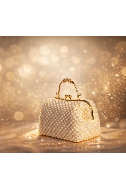 حقيبة يد أنيقة مزينة باللؤلؤ وحقيبة مرصعة بالخرز