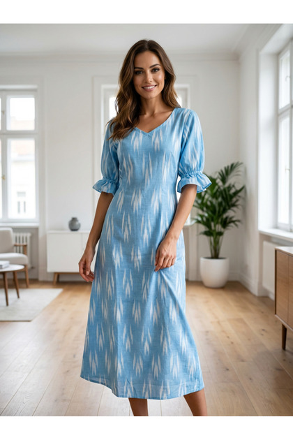 Rochie evazata din Ikat