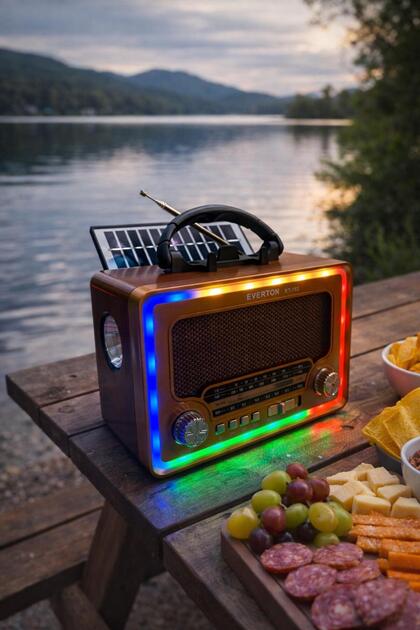 rt-763 usb am-sw-fm bluetooth solarlı ledli fenerli nostalji radyo