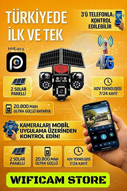 WİFİCAM Avenir S446 4 Kameralı 3ü Motorlu 4G Solar Kamera Hieasy