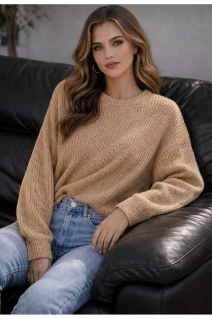 Biskuvi Crew Neck Oversized Women's Knitwear Sweater
