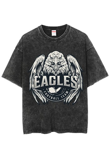 Washed Eagles Printed Unisex Oversize Vintage T-Shirt