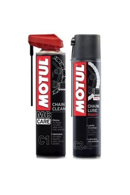 Kit C1+C2, Spray de curățare a lanțului pentru motociclete, 400 ml și Spray de curățare a lanțului, Lubrifiant pentru lanț
