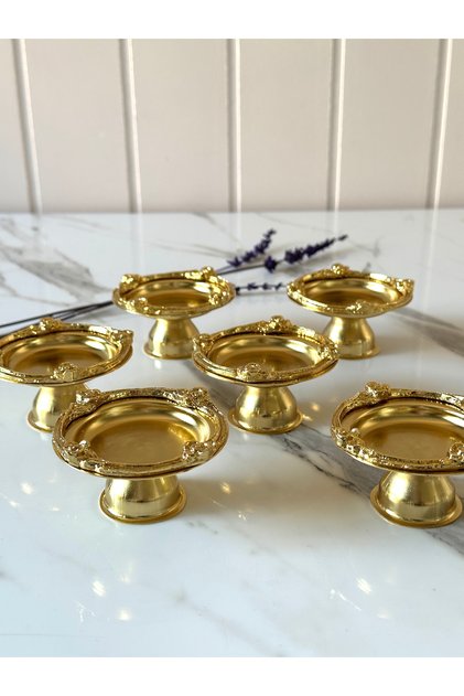6 Adet Fiore Gold-Gold Çay Ve Kahve Yanı Lokumluk, Makaronluk, Şekerlik, Sunumluk
