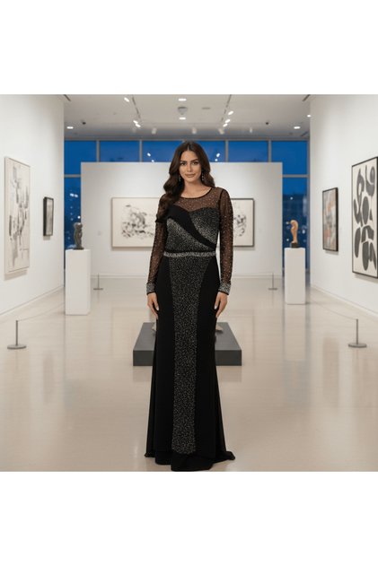 Elena" Crystal-Embellished Gown