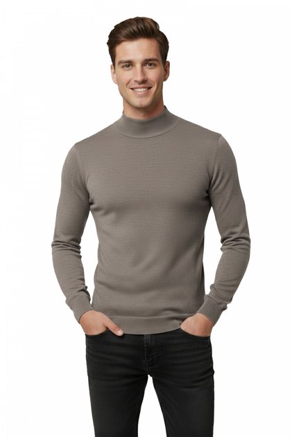 Mink Slim Fit Half Turtleneck Lycra Thin Knitwear Men's Half Turtleneck Sweater 2505502
