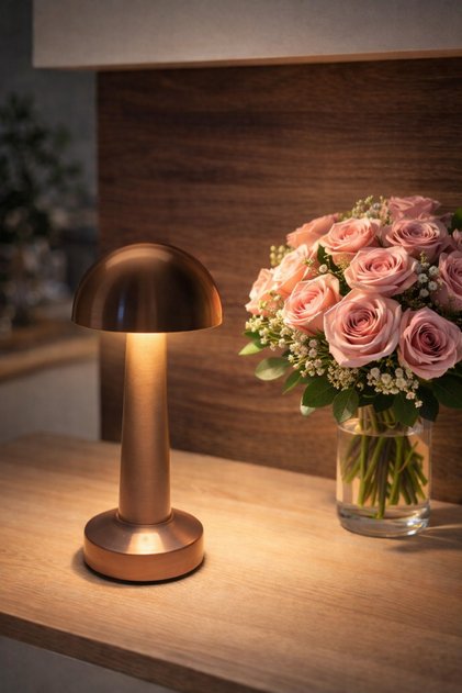 ابجورة مضيئة LED لاسلكي قابلة للشحن بني نحاسي 3درجات (1 حبة )