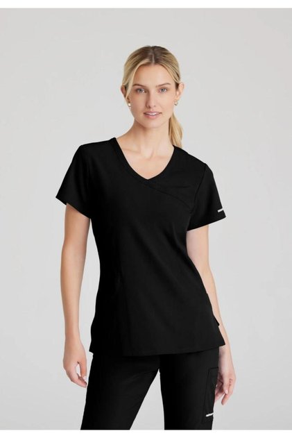 Blouse - Skechers Women's Black Scrub Top - 3 Pockets for Functionality and Professional Style