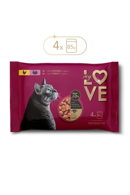 My Love Cat - Hrană umedă completă - Pui și Curcan - Set de 4 x 85 g