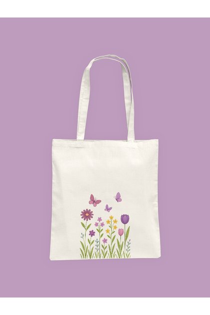 Butterfly Spring Flowers Printed Cloth Bag