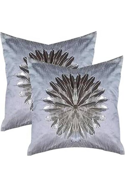 Silver Stylish Silk Cushion Covers (5 PCs) – Elegant Home Decor – Soft & Durable