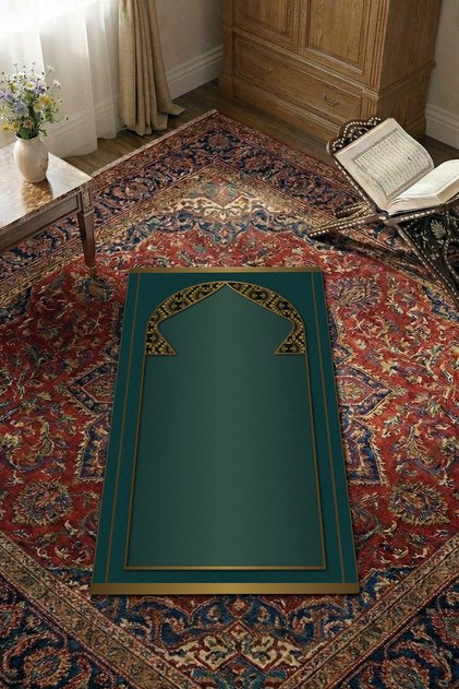Non-Slip Sole Faux Fur Soft Prayer Rug 75x120 cm Stain Resistant Cushioned Prayer Mat
