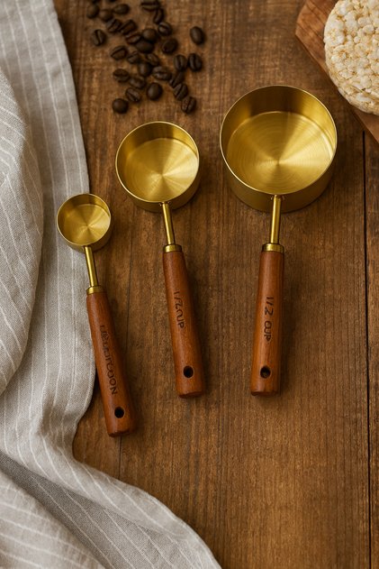 Mien Wooden Handle Measuring Spoon Set – Kitchen Measuring Cup for All Ingredients