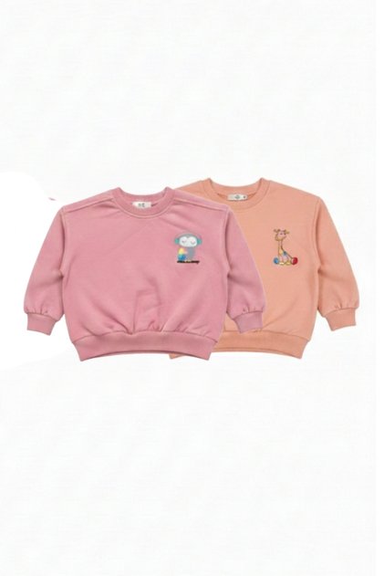 Children's Cotton Colored Printed Oversized 2-Thread 2-Piece Sweatshirt