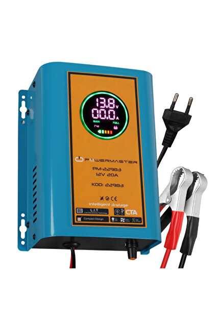 Powermaster PM-22983 12 Volt 20 Amper Dijital Ekranlı Akıllı Akü