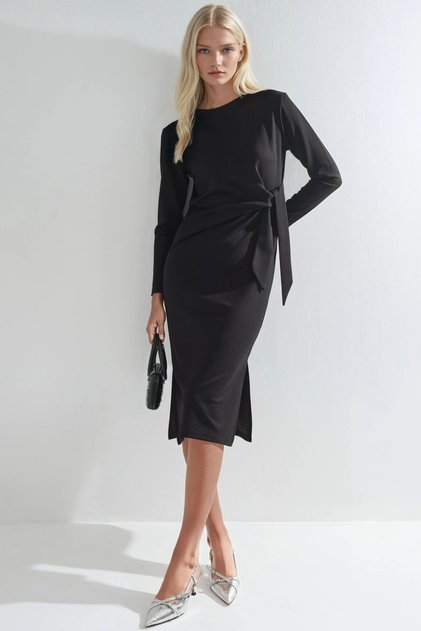 Modal Textured Slit Dress BerÅŸan Collection