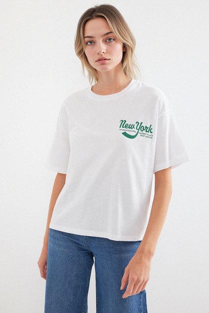 Bdart Printed Straight Neck Loose Fit T-Shirt