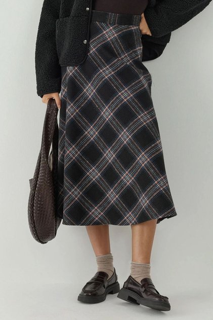 A-Line Thick Midi Skirt