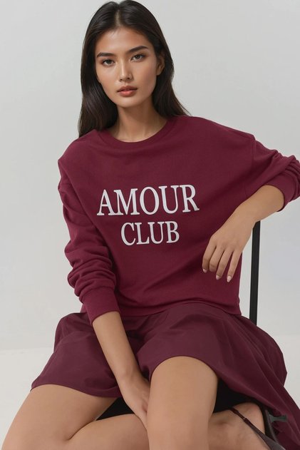 Printed Relaxed Fit Ribbed Sweatshirt