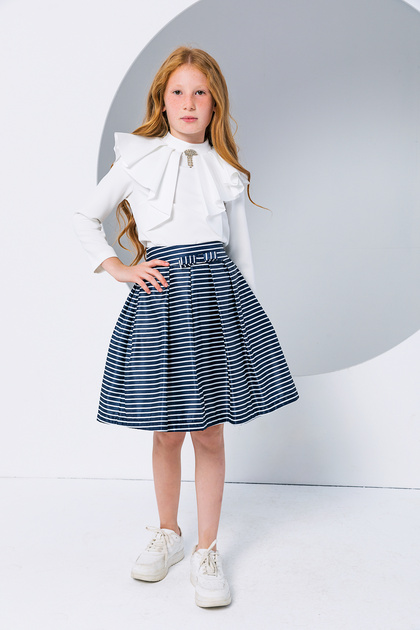 Girl's Pleated Collar Ecru Blouse - New Season