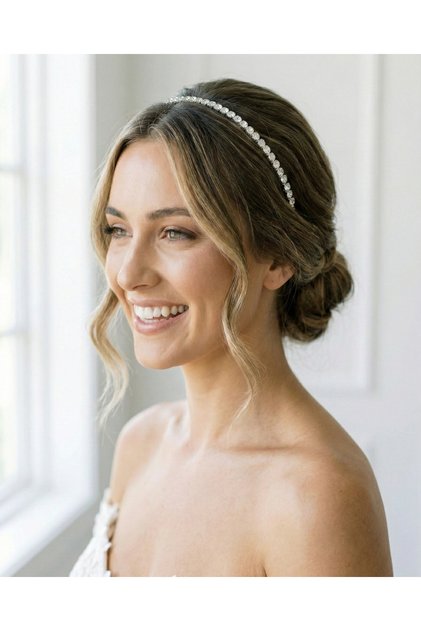 Crystal Stone Bridal Crown – Elegant Silver Color Hairband – Wedding & Engagement Hair Accessory
