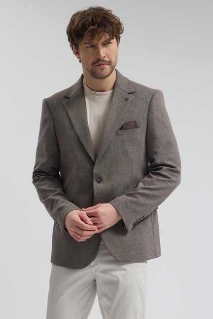 Savue Men's Bitter Brown Cotton Blended Lycra Stretch Fabric Sports Blazer Jacket