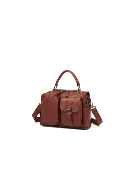 Iverine Brown Washed Leather Multi-Compartment Stylish Backpack Shoulder Crossbody Bag