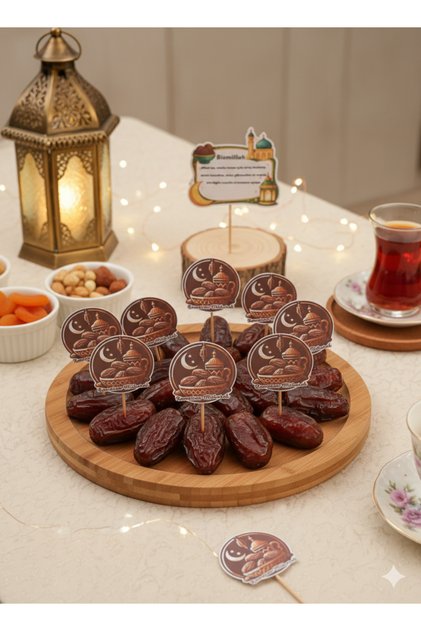 Ramadan Table Pomegranate Ornament | 12 Pieces + Iftar Prayer Large Toothpick Set