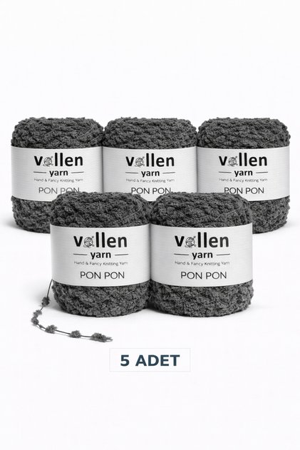 VollenYarn 5ADET Kadife Ponpon İpi 100 Gr 140 Mt | El Örgü Ponpon İp | Battaniye Atkı Bebek Örgü İpi