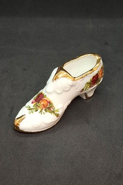 Old Country Roses Bone China Porcelain Antique Miniature Shoe Bowl 11 cm X 3 cm