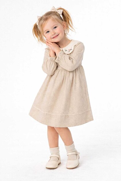tuma collectıon Girl's Winter Dress Long Sleeve Cotton Casual Stylish  Combination 2-3-4-5 Years Old- Trendyol