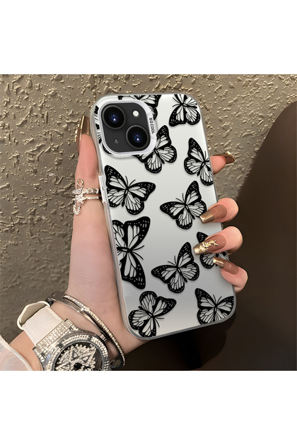 iPhone 14 Plus/15 Plus Compatible, Stylish Butterfly Pattern, Impact Protective Phone Case