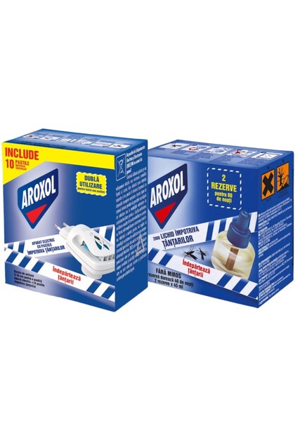 Set Impotriva Tantarilor Aparat Electric Dubla Utilizare 10 Pastile, 2 x Rezerva Lichida, 45 ml