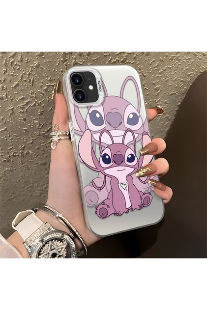 iPhone 11 Compatible, Stitch Couples Design Shock Protection Phone Case.