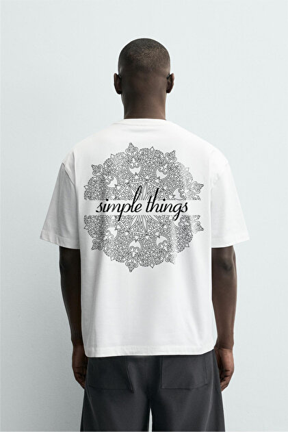 Ethnic Pattern Themed Unisex Oversize Printed T-Shirt