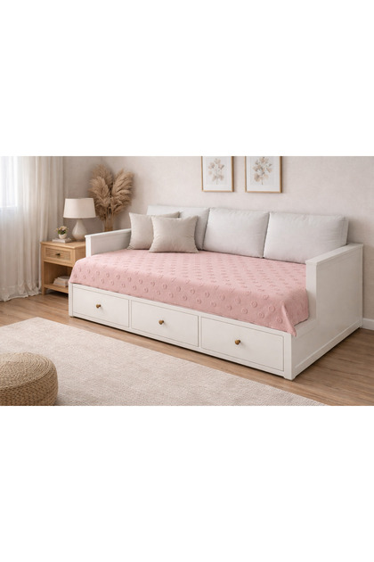 Ponpon Pattern Divan Cover Powder 130X250