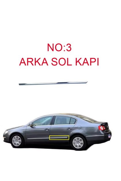Passat B6 Rear Left Door Chrome Trim - Passat B6 Nickel Trim