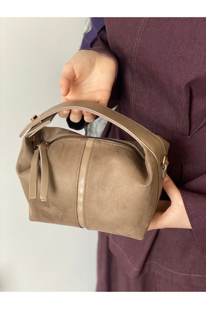 Shoulder Bag with Lock Detail and Adjustable Strap